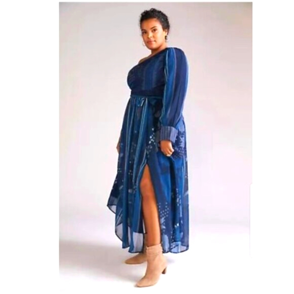 NWT Anthropologie Nikita Mhaisalkar One-Shoulder High-Slit Maxi Dress XL